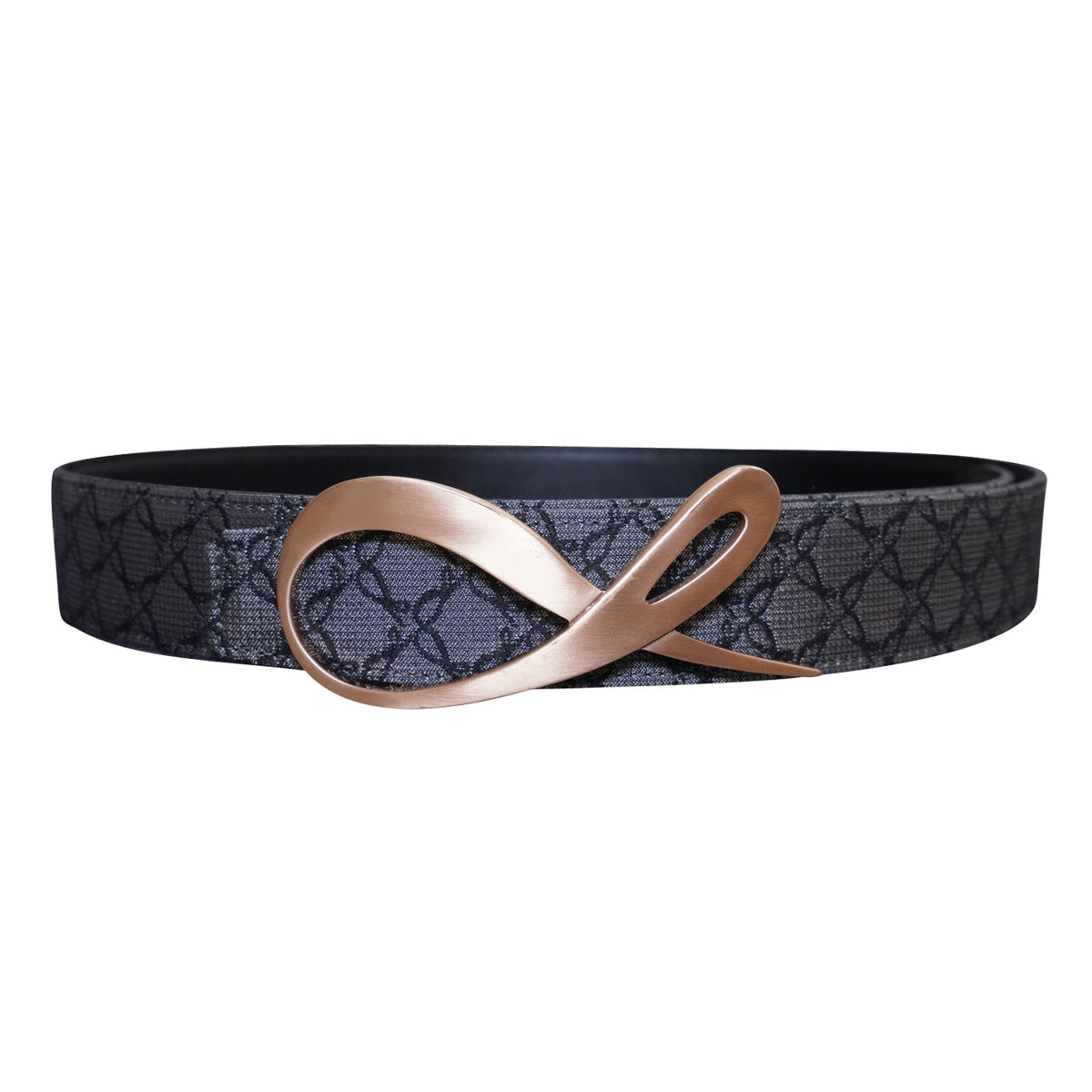 Charcoal Nero Logo Rose Gold Reversible Belt