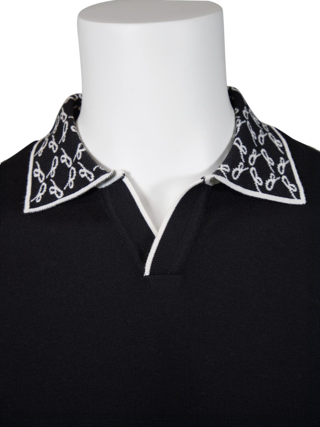 Nero Signature Logo Knit Contrast V Neck Polo