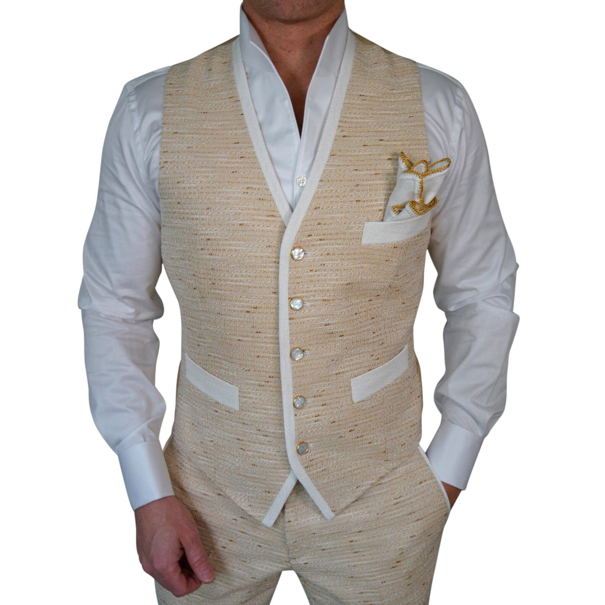 Golden Fieno Tweed Ciottoli Waistcoat
