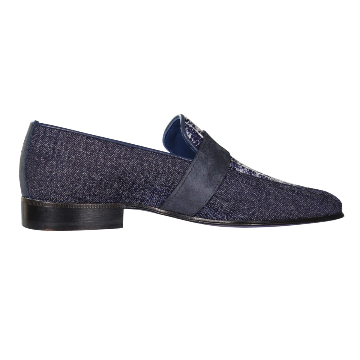 Vintage Denim Tweed Rose Gold Monk Loafer-6