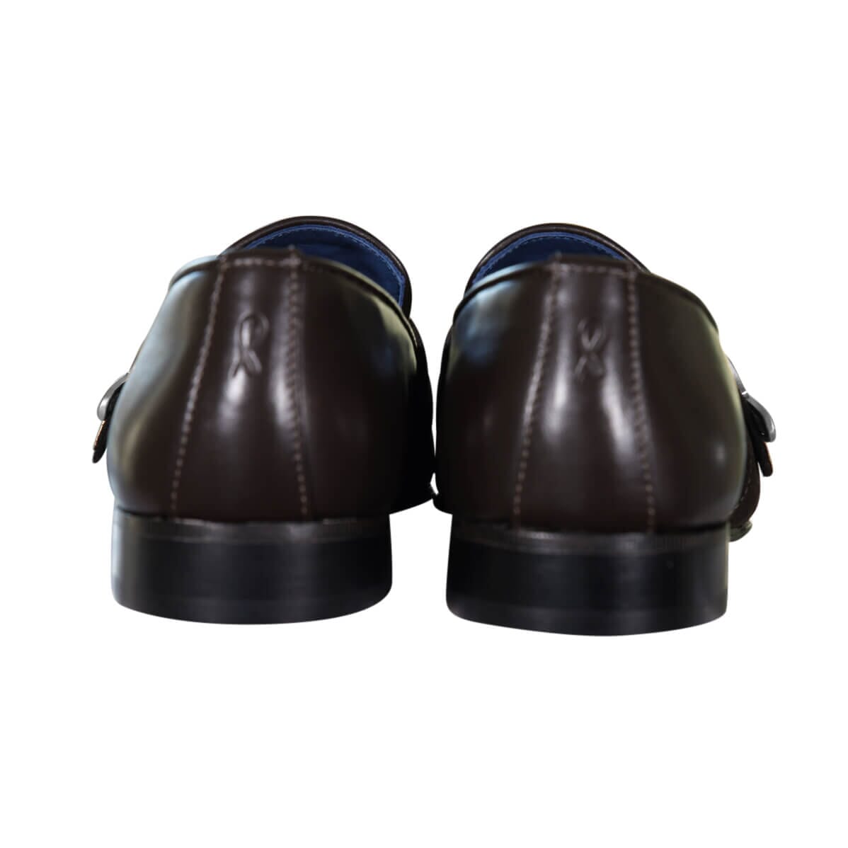 Chocolate Damascata Monk Loafers With Silver Buckle-8