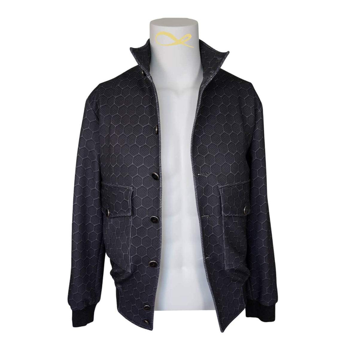 Charcoal Honeycomb Luxury Performance Bomber Jacket-4