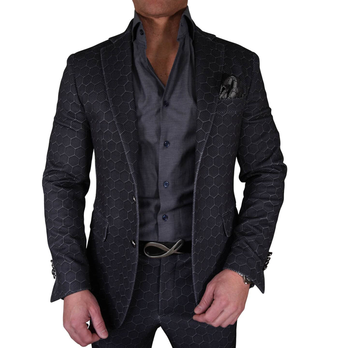 Charcoal Honeycomb Luxury Performance Sport Jacket-3