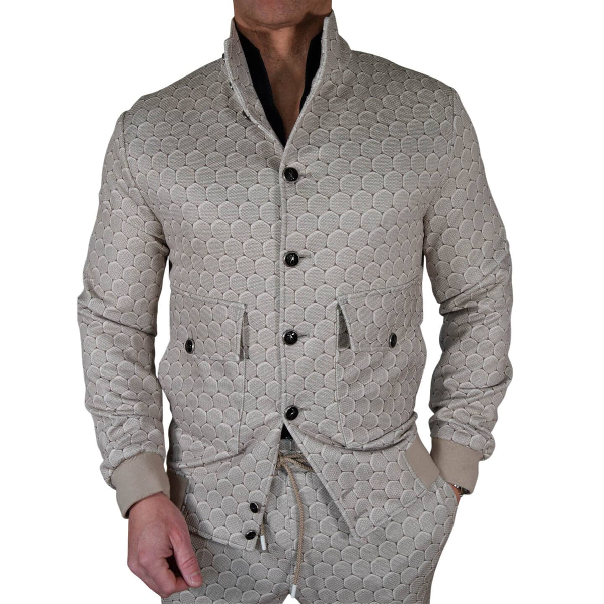 Taupe Honeycomb Luxury Performance Bomber Jacket