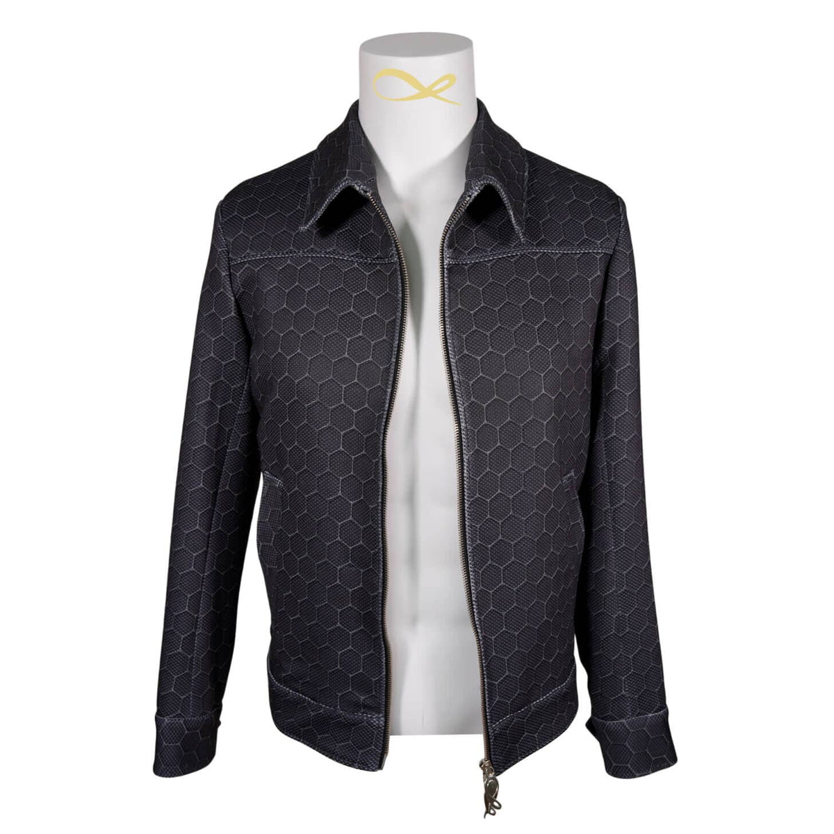 Charcoal Honeycomb Luxury Performance Two Way Bomber Jacket-5