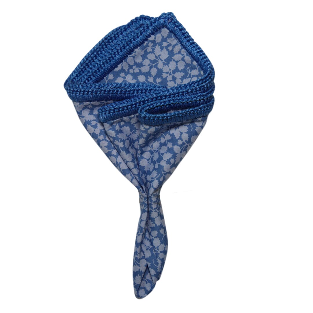 Floral Blu Maya with Blue Signature Border