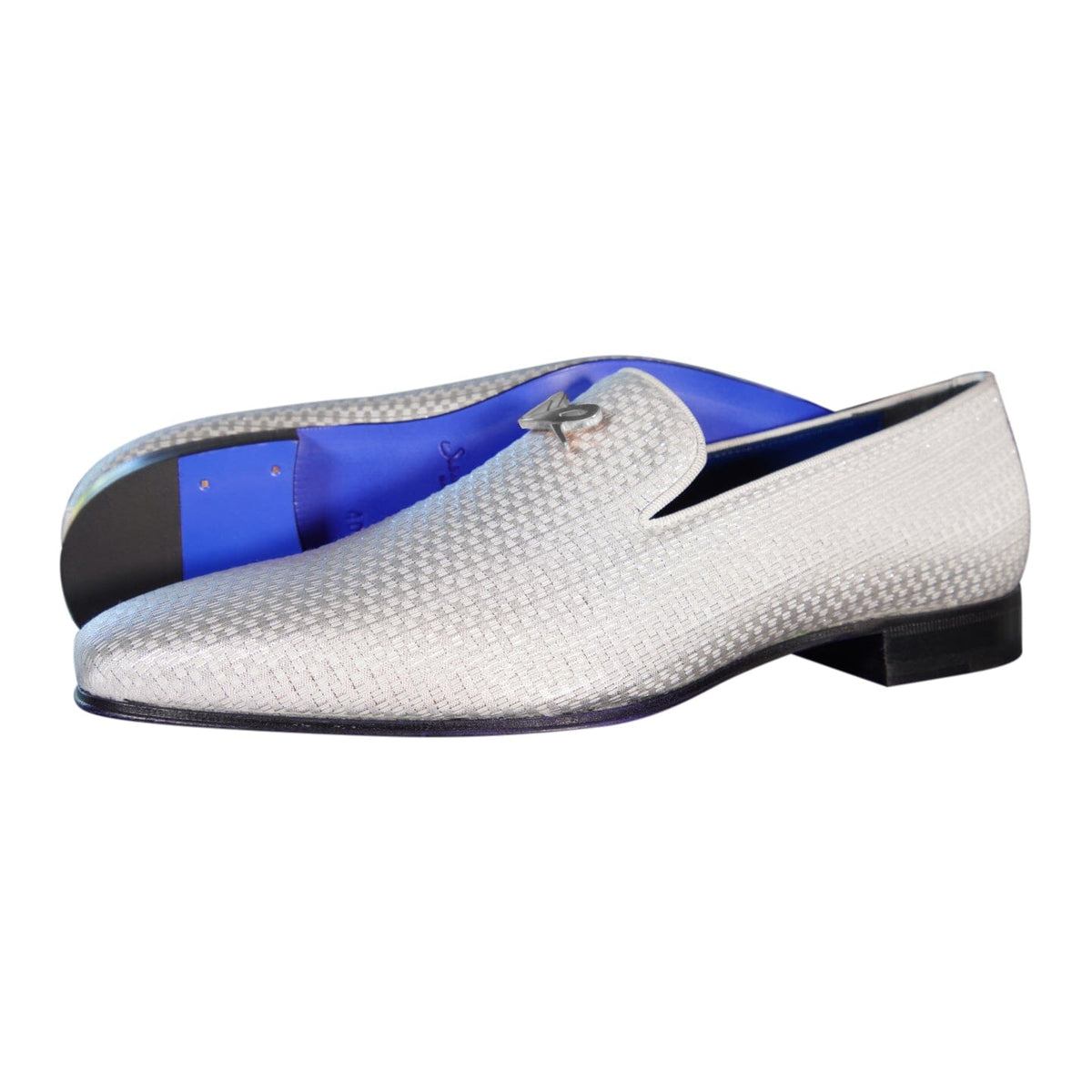 Silver Diamante With Silver Hardware Loafer-3