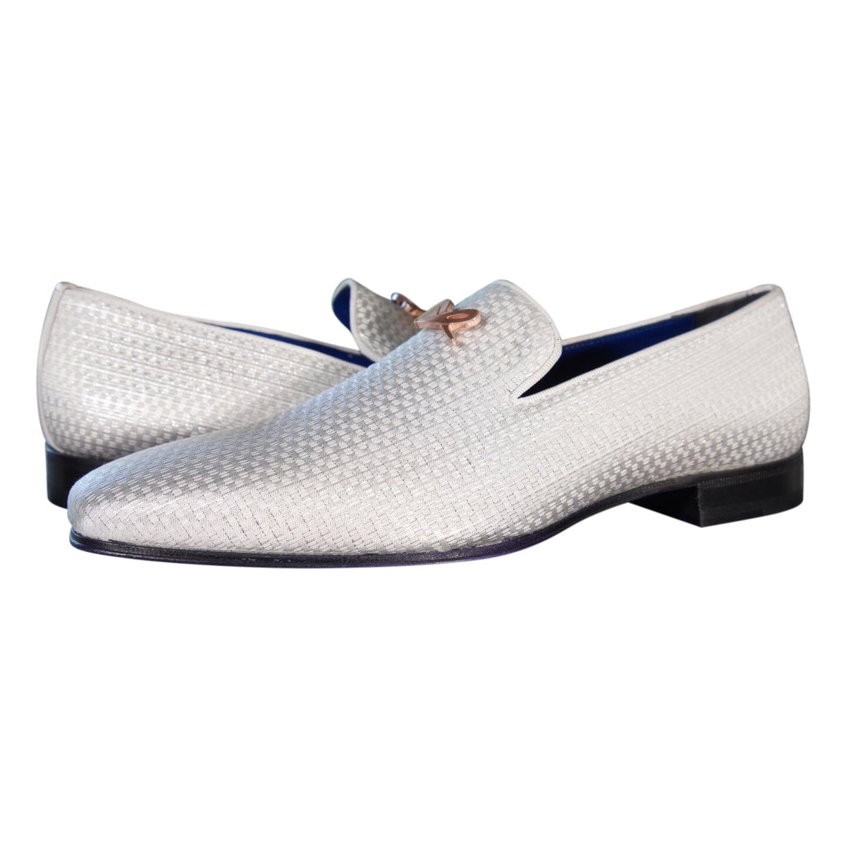 Silver Diamante With Rose Gold Hardware Loafer-4