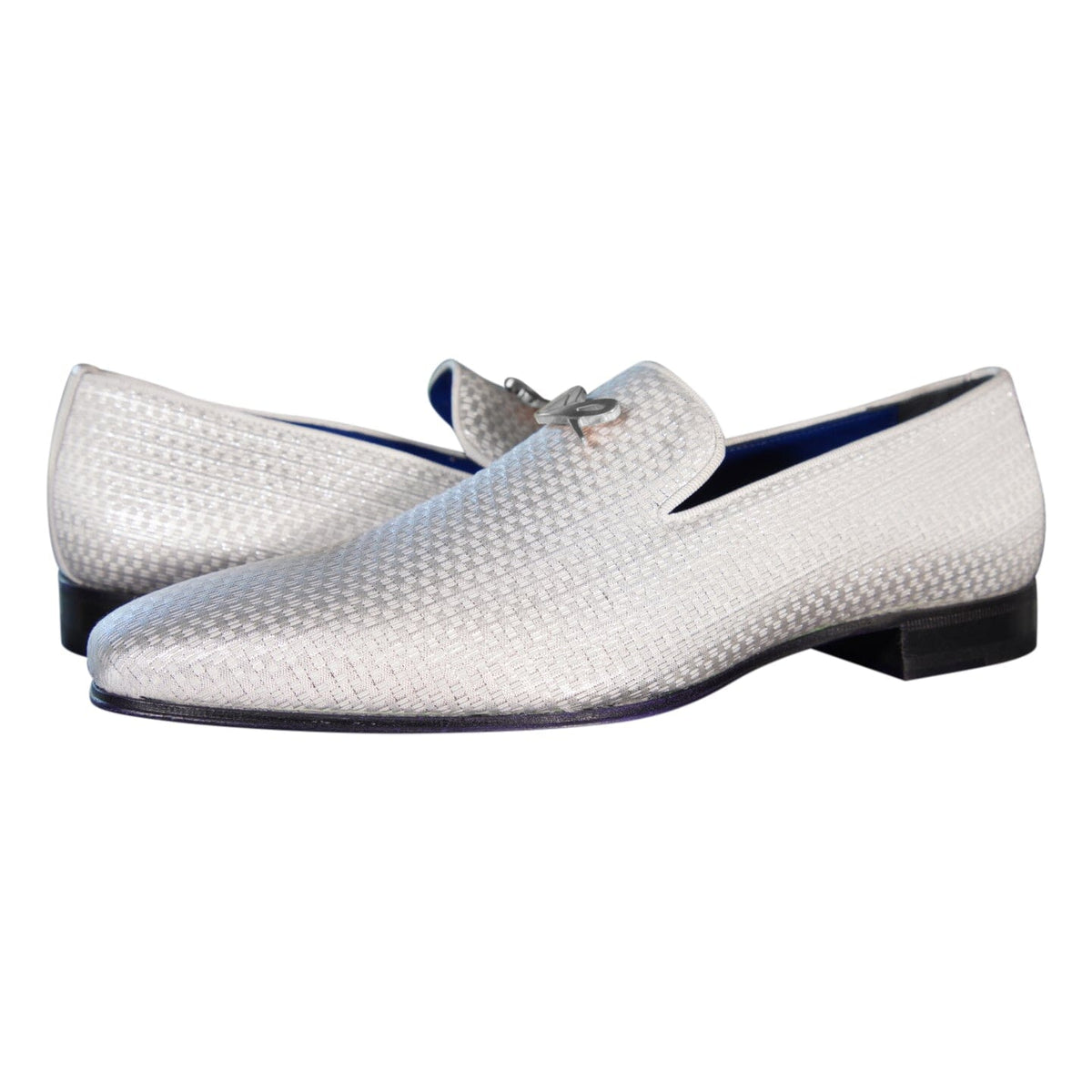 Silver Diamante With Silver Hardware Loafer-4