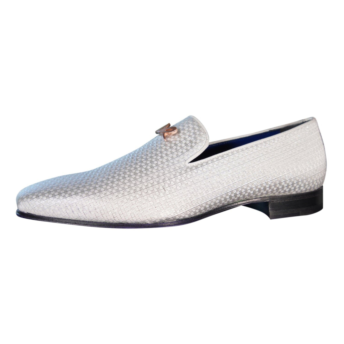 Silver Diamante With Rose Gold Hardware Loafer-5