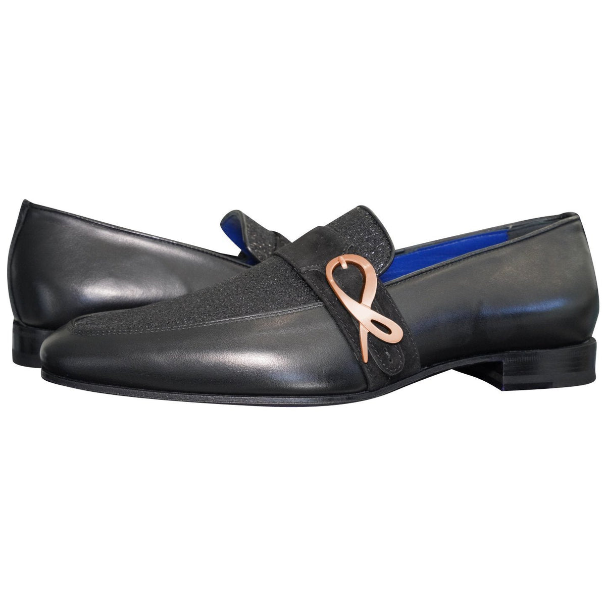 Black Diamante Leather Monk Rose Loafer-4