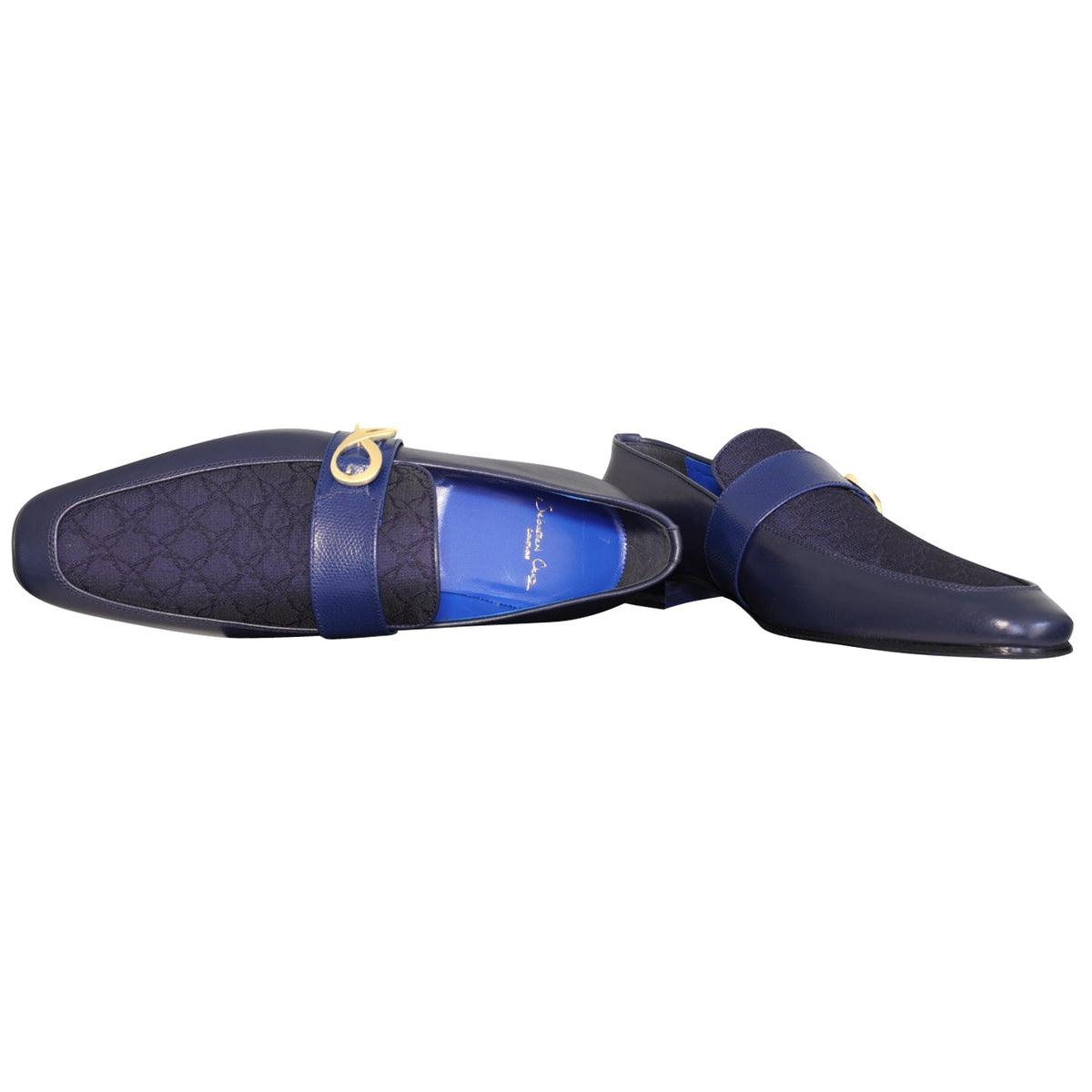 Midnight Marino Logo Monk Loafers With Yellow Gold Buckle-8