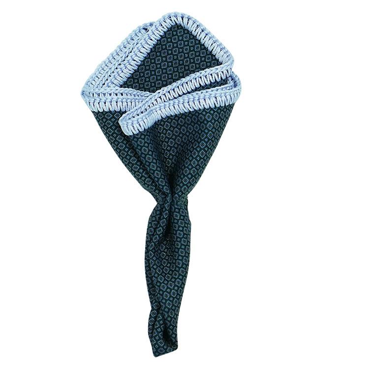 Fumo Di Ombra with Sky Blue Signature Border - Sebastian Cruz Couture