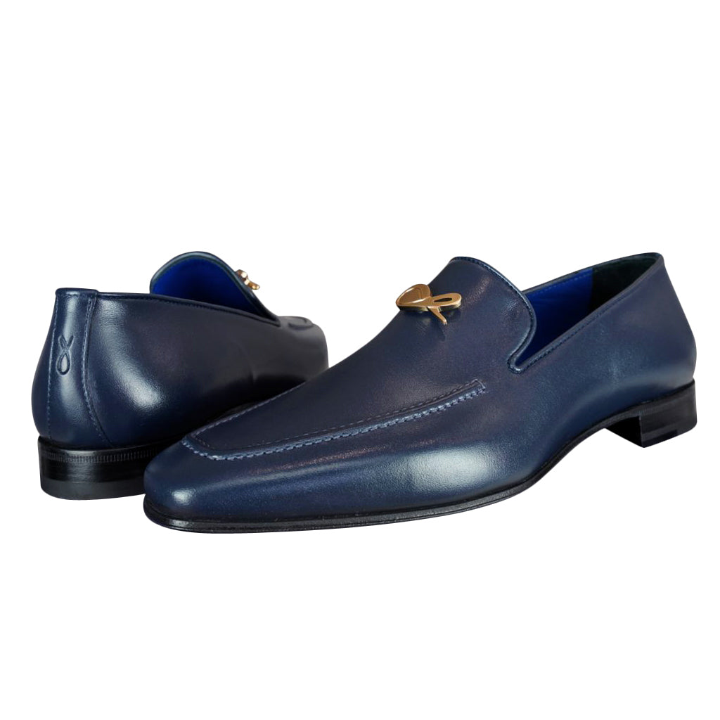 Classica Blu Mezzanotte With Yellow Gold Hardware Leather Loafer @ The Vault-4