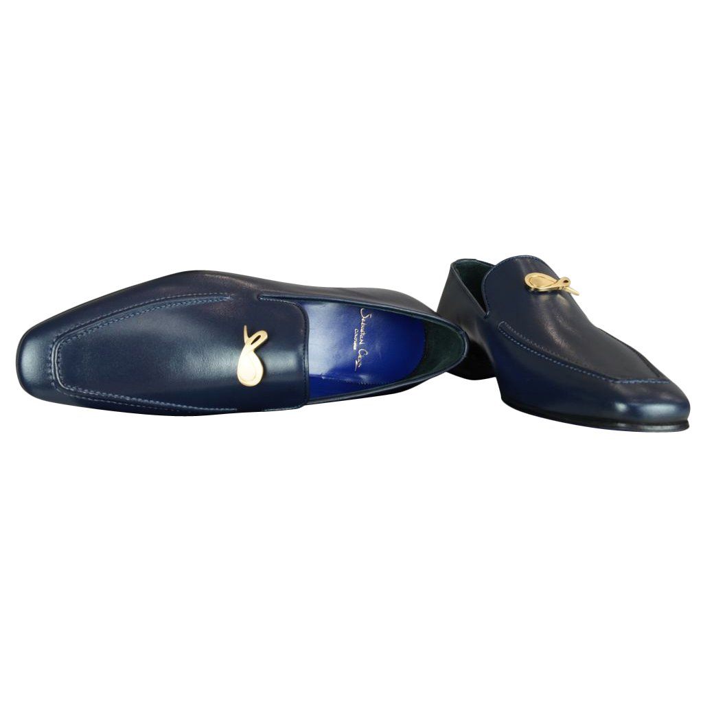 Classica Blu Mezzanotte With Yellow Gold Hardware Leather Loafer @ The Vault-8