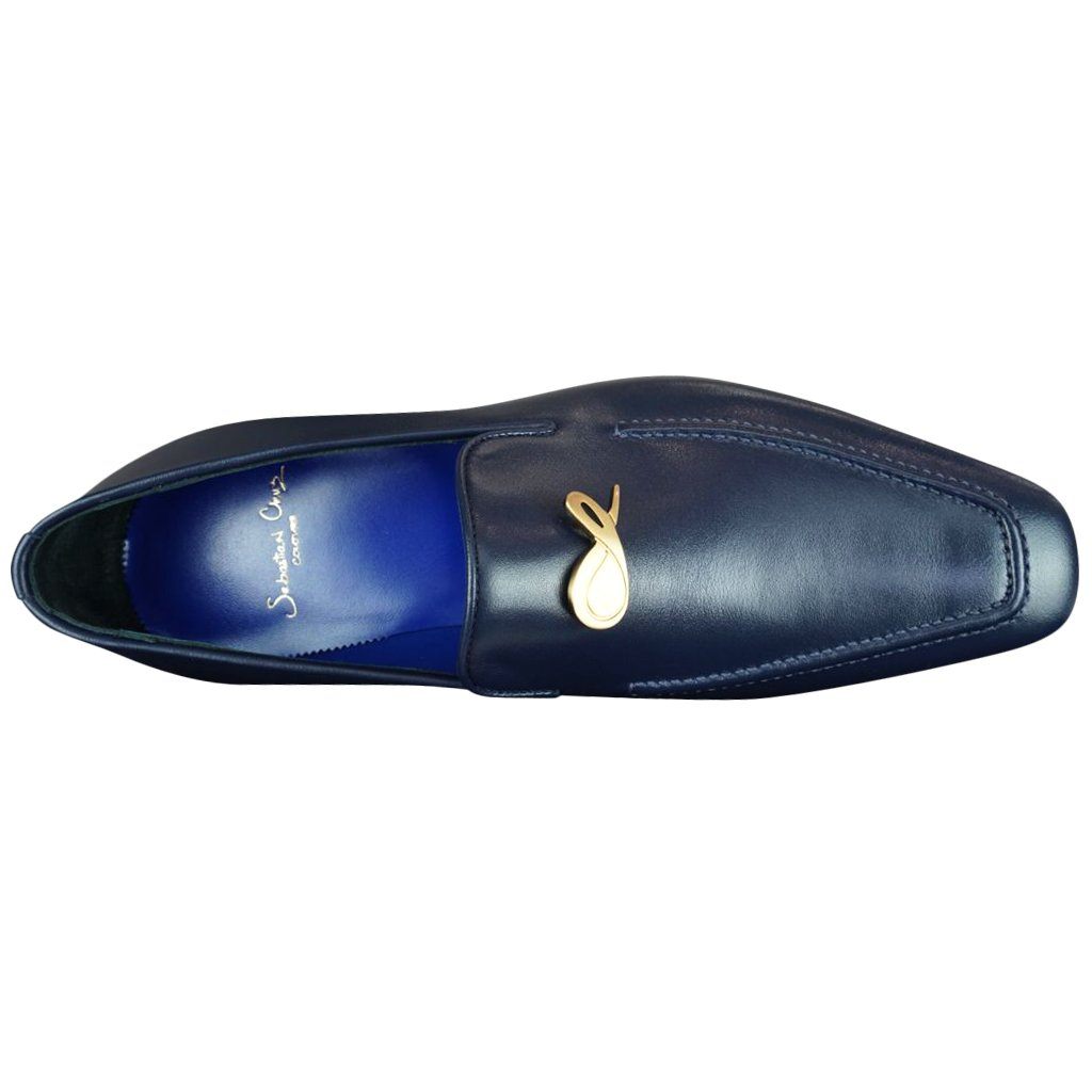 Classica Blu Mezzanotte With Yellow Gold Hardware Leather Loafer-6
