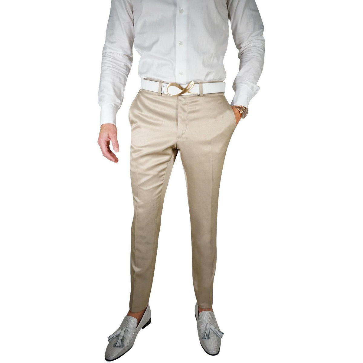 Champagne Oro Lucentezza Trousers-3