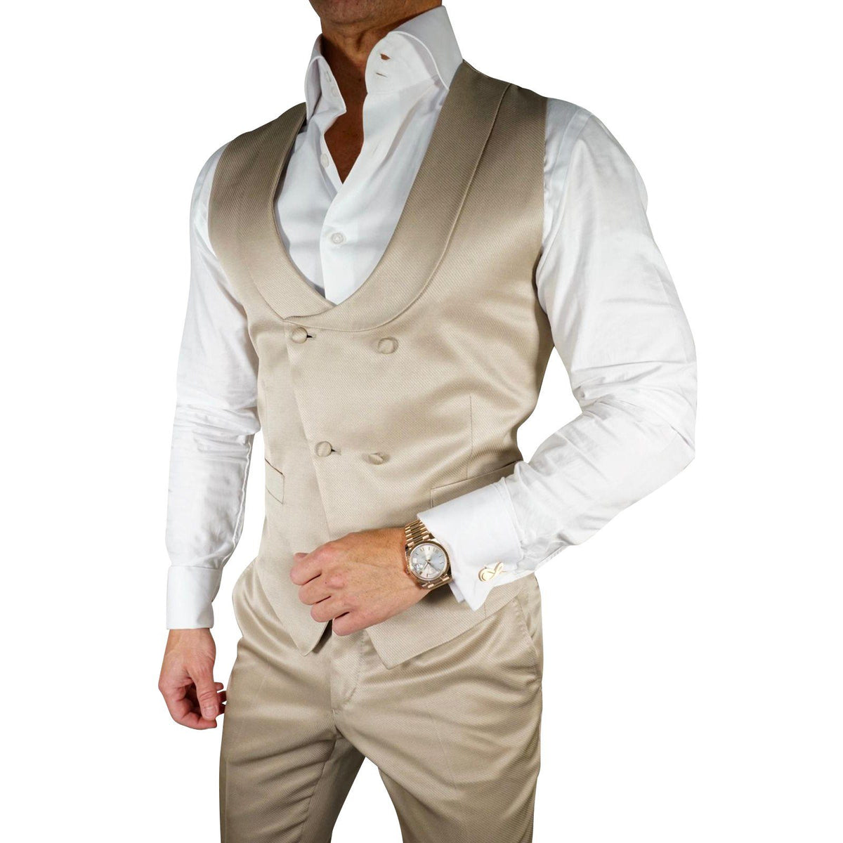 Champagne Oro Lucentezza Double Breasted Waistcoat @ The Vault-1