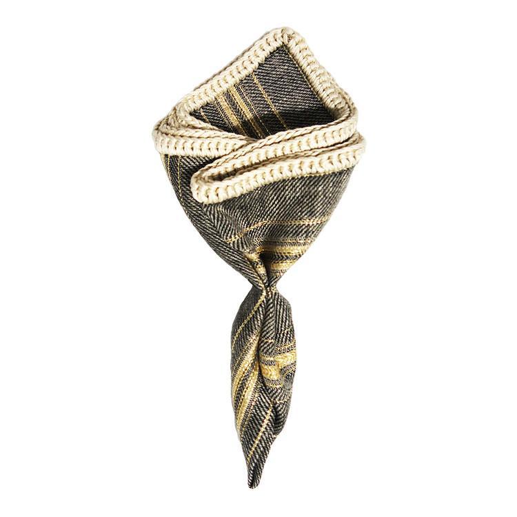 Gunmetal Gray and Gold with Off White Signature Borders - Sebastian Cruz Couture