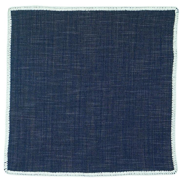 Denim Du Volte with White Signature Border - Sebastian Cruz Couture