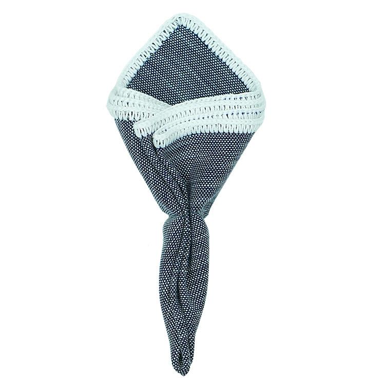 Denim Du Volte with White Signature Border - Sebastian Cruz Couture