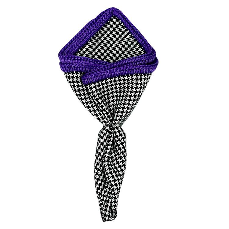 Houndstooth Cachemire with Purple Signature Border - Sebastian Cruz Couture