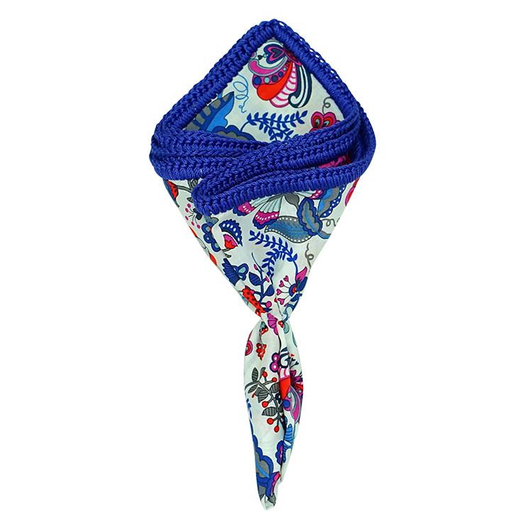 Oasis Fluorescente with Royal Blue Signature Border - Sebastian Cruz Couture