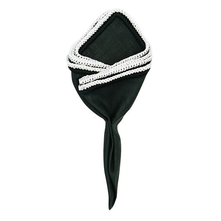 Black Raso With Snow Flake Signature Border - Sebastian Cruz Couture