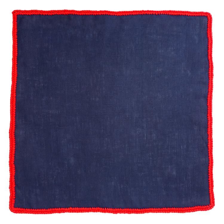 Navy Scuro with Red Signature Border - Sebastian Cruz Couture