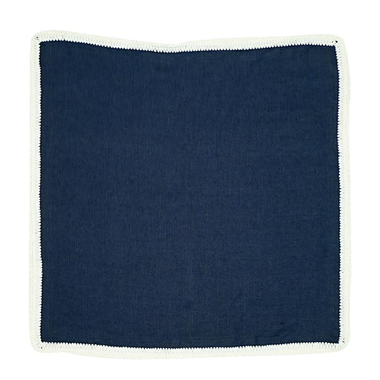 Navy Scuro with White Snow Flake Signature Border - Sebastian Cruz Couture