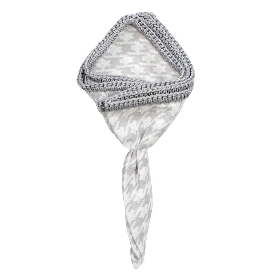 Taupe Houndstooth with Grey Signature Border
