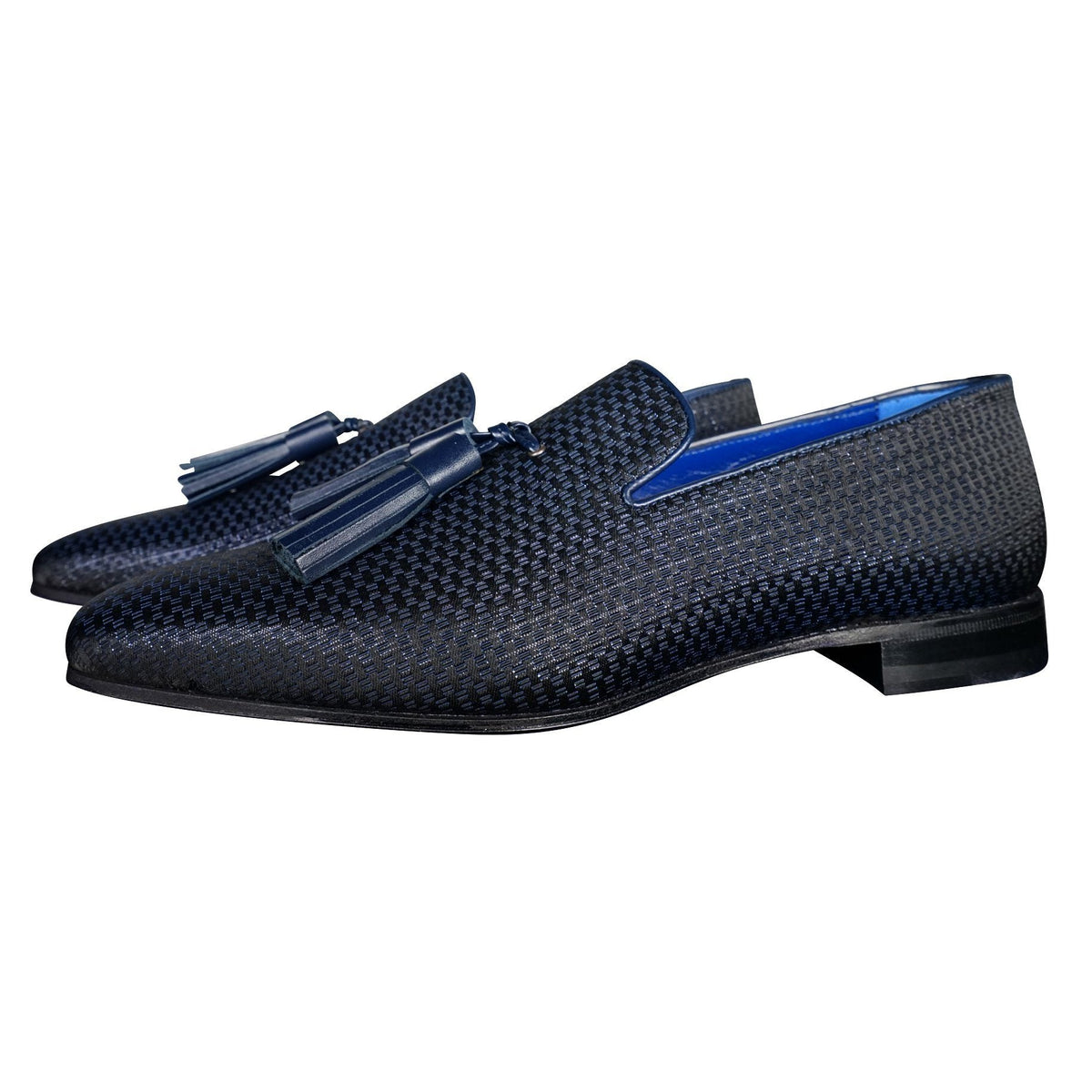 Navy Blue Diamante Tassel Loafer-3