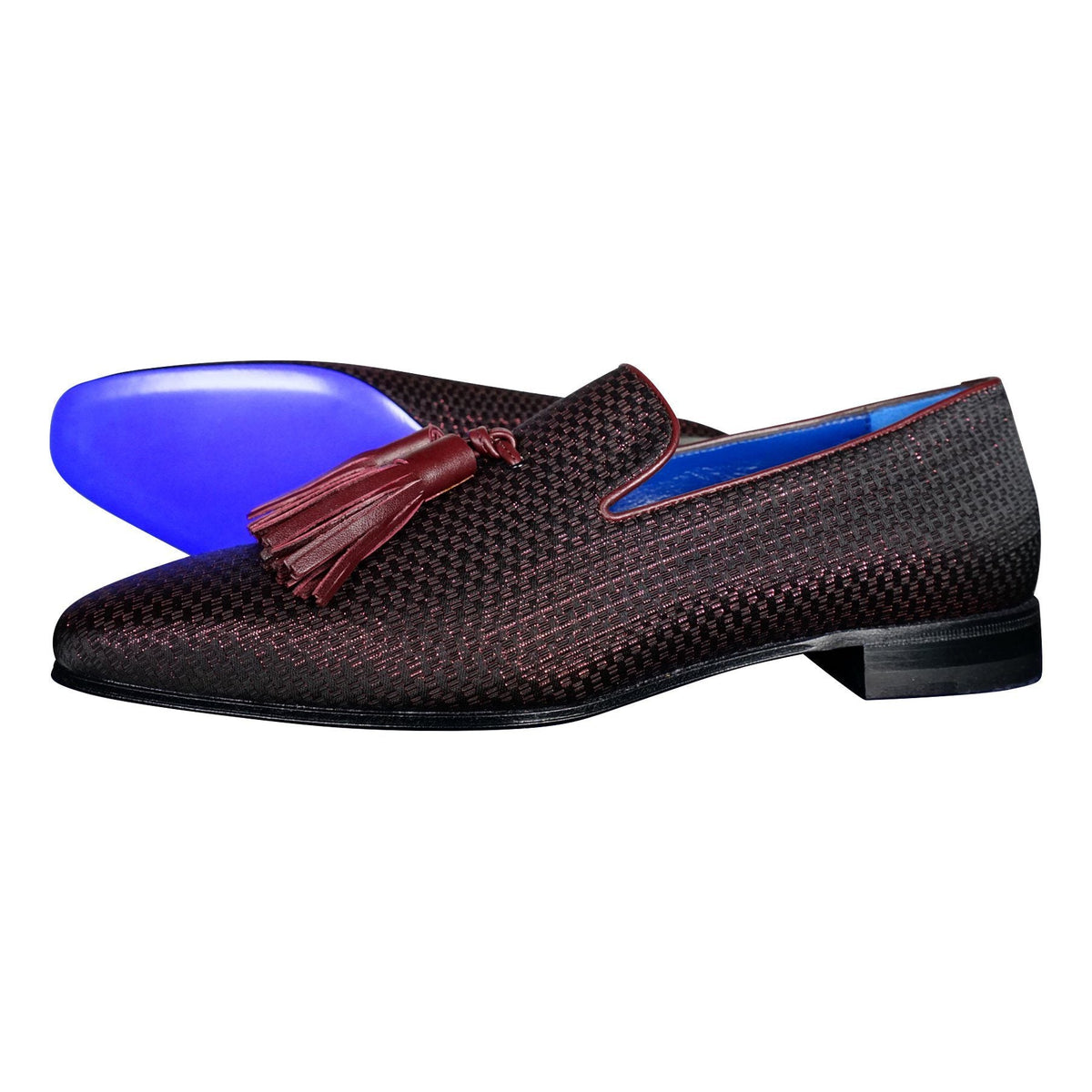 Burgundy Diamante Tassel Loafer