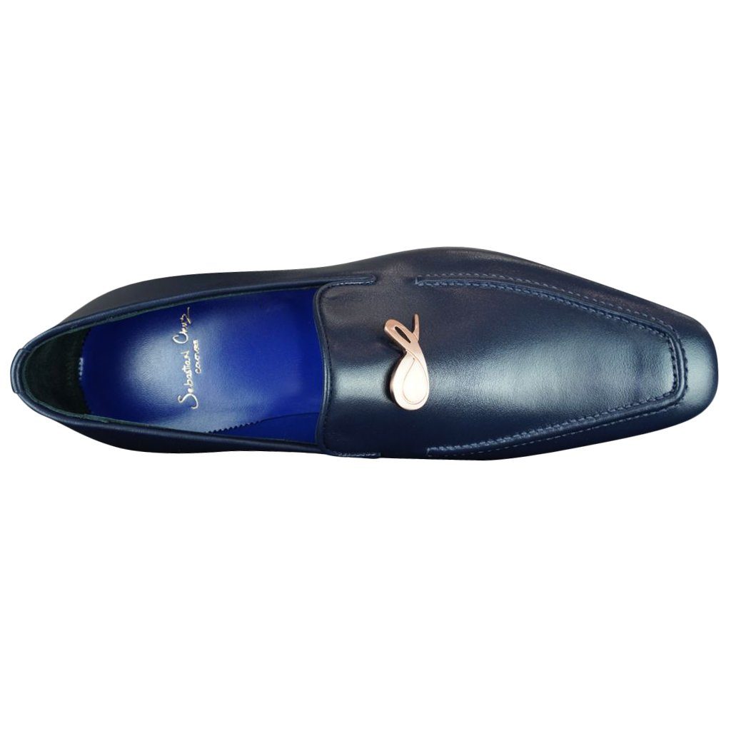 Classica Blu Mezzanotte With Rose Gold Hardware Leather Loafer-7