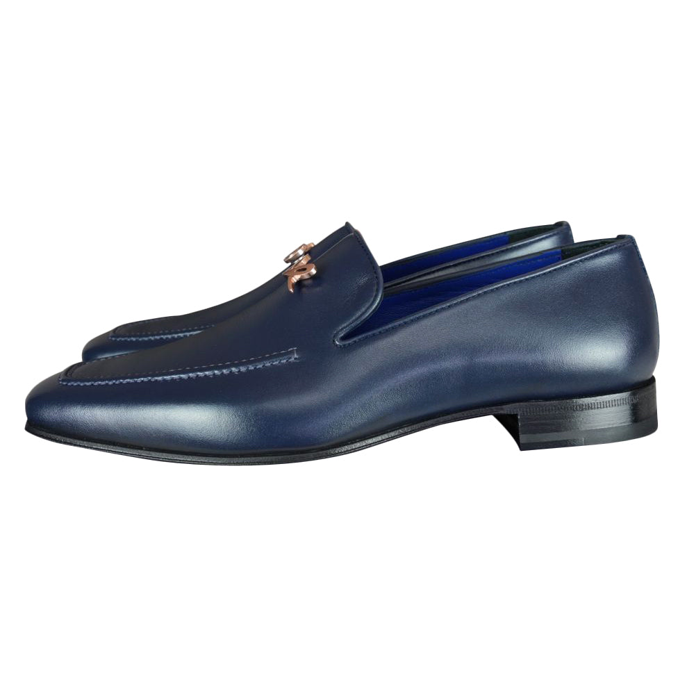 Classica Blu Mezzanotte With Rose Gold Hardware Leather Loafer @ The Vault-3