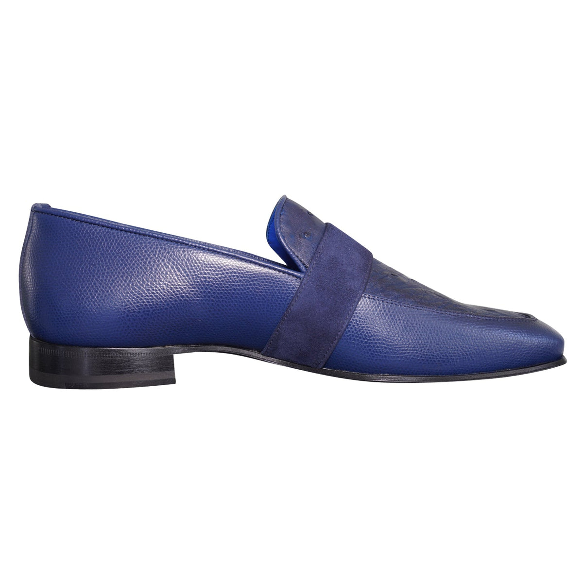 Indigo Ostrich Monk Gold Loafer-4