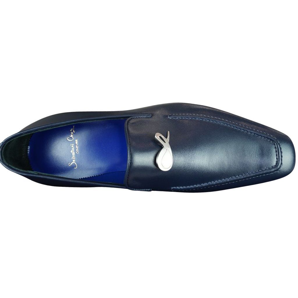 Classica Blu Mezzanotte With Silver Hardware Leather Loafer-6