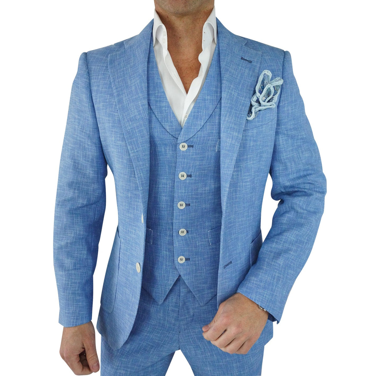 French Blu Lino Tweed Jacket