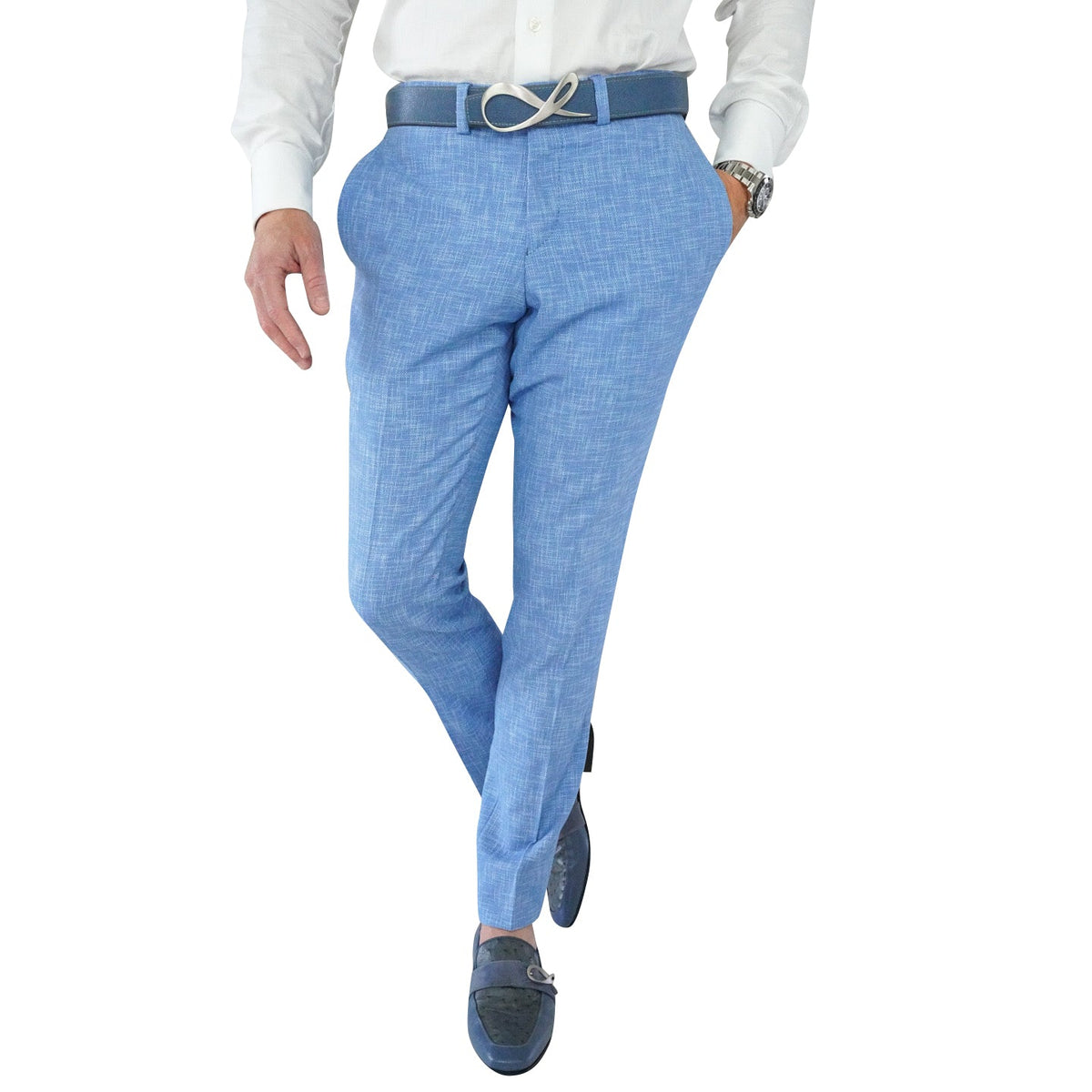French Blu Lino Tweed Trousers