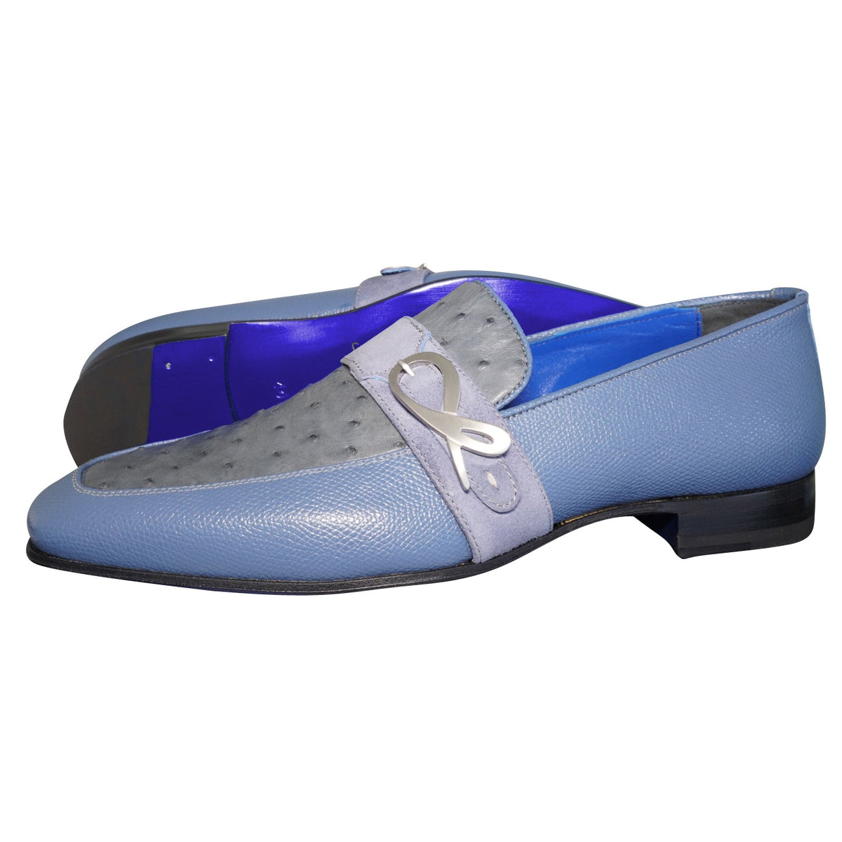 Aegean Ostrich Monk Silver Loafer @ The Vault