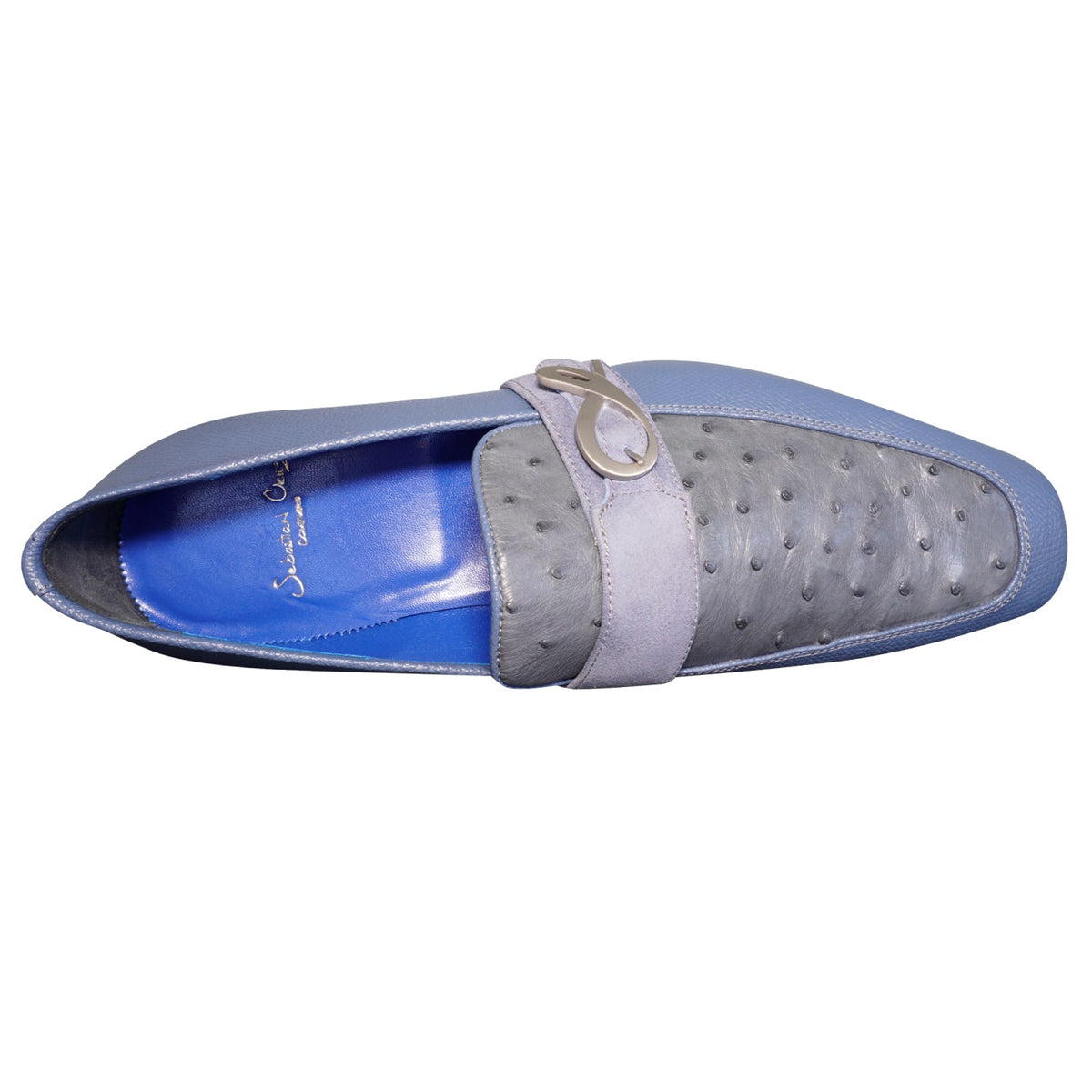 Aegean Ostrich Monk Silver Loafer-6