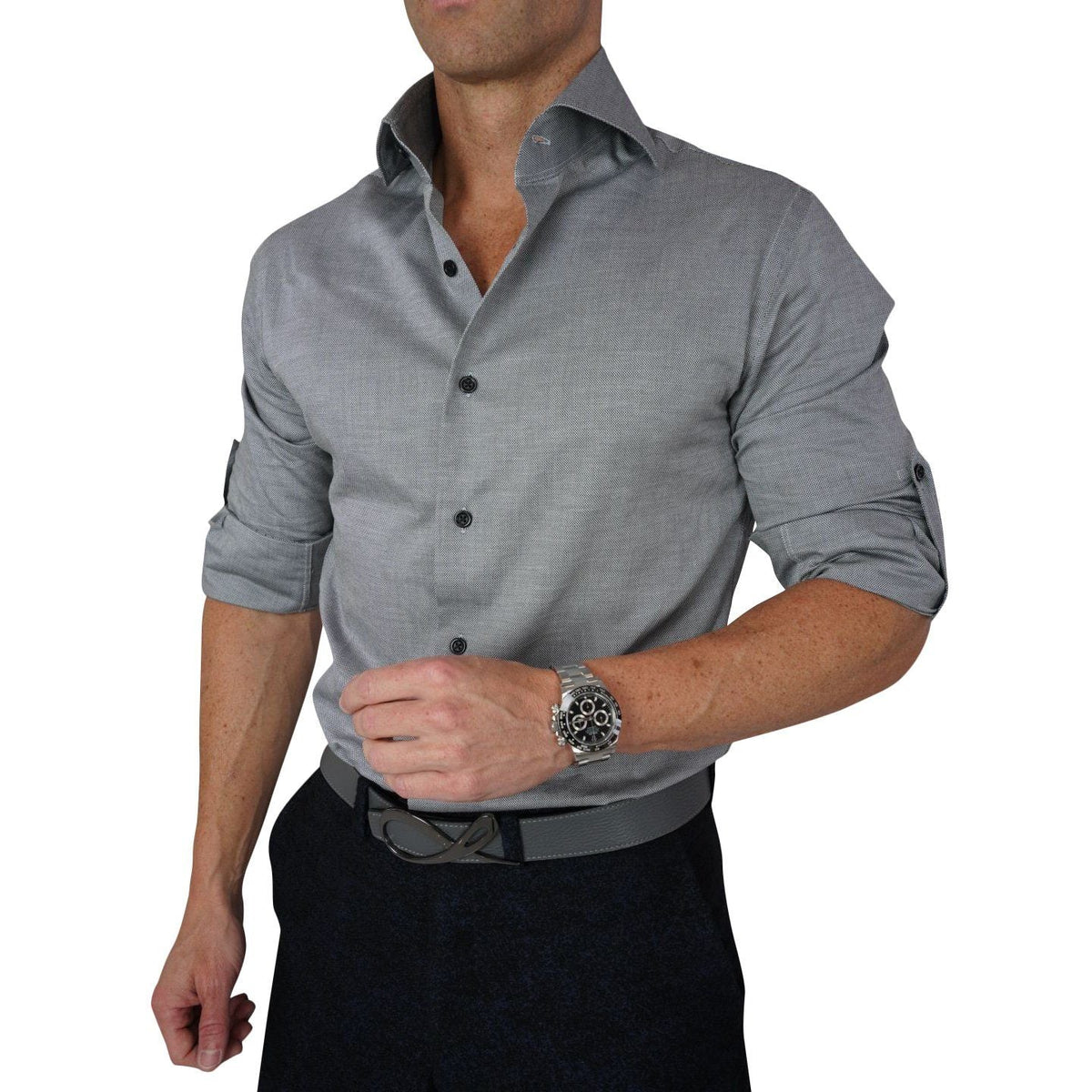 Grey Birdseye Dress Shirt