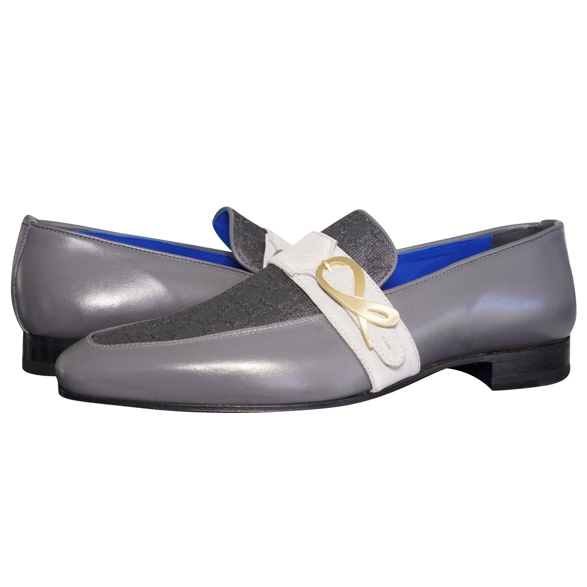Grigio Logo Monk Strap Loafer With Gold Buckle-4