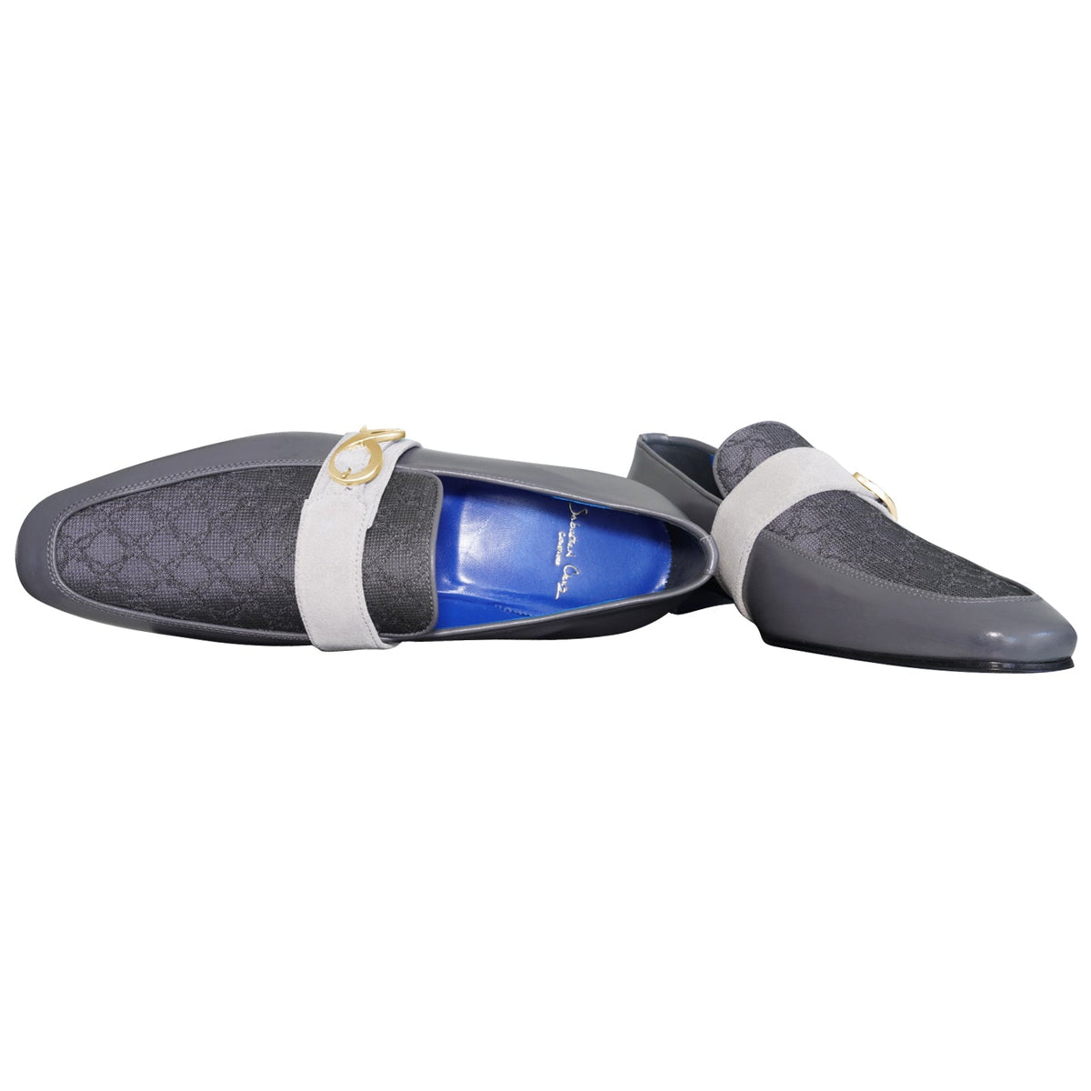 Grigio Logo Monk Strap Loafer With Gold Buckle-8