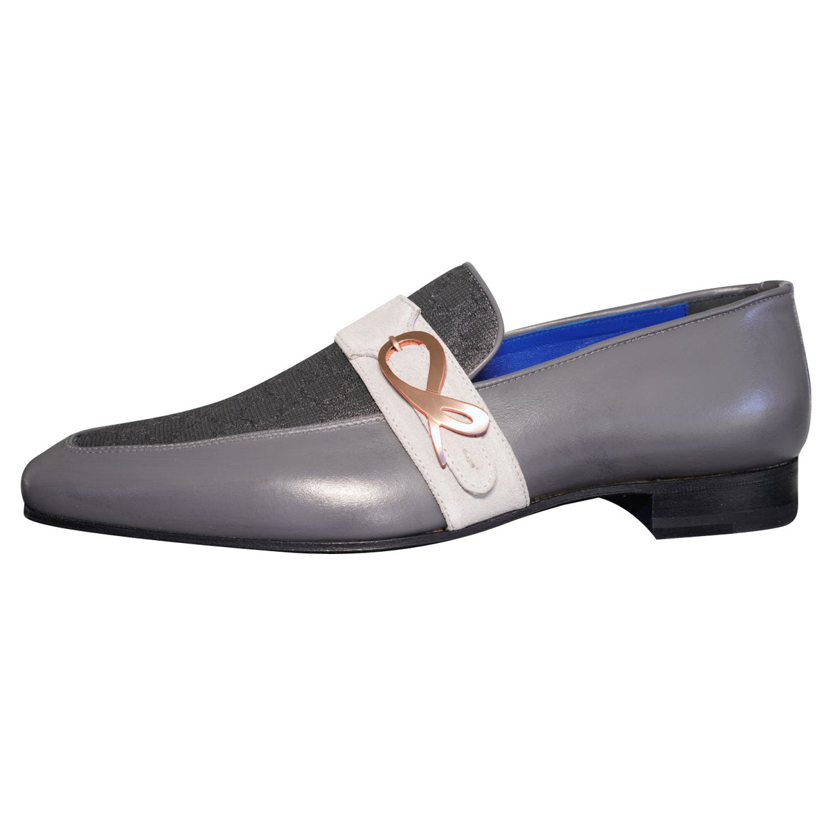 Grigio Logo Monk Strap Loafer With Rose Gold Buckle-7