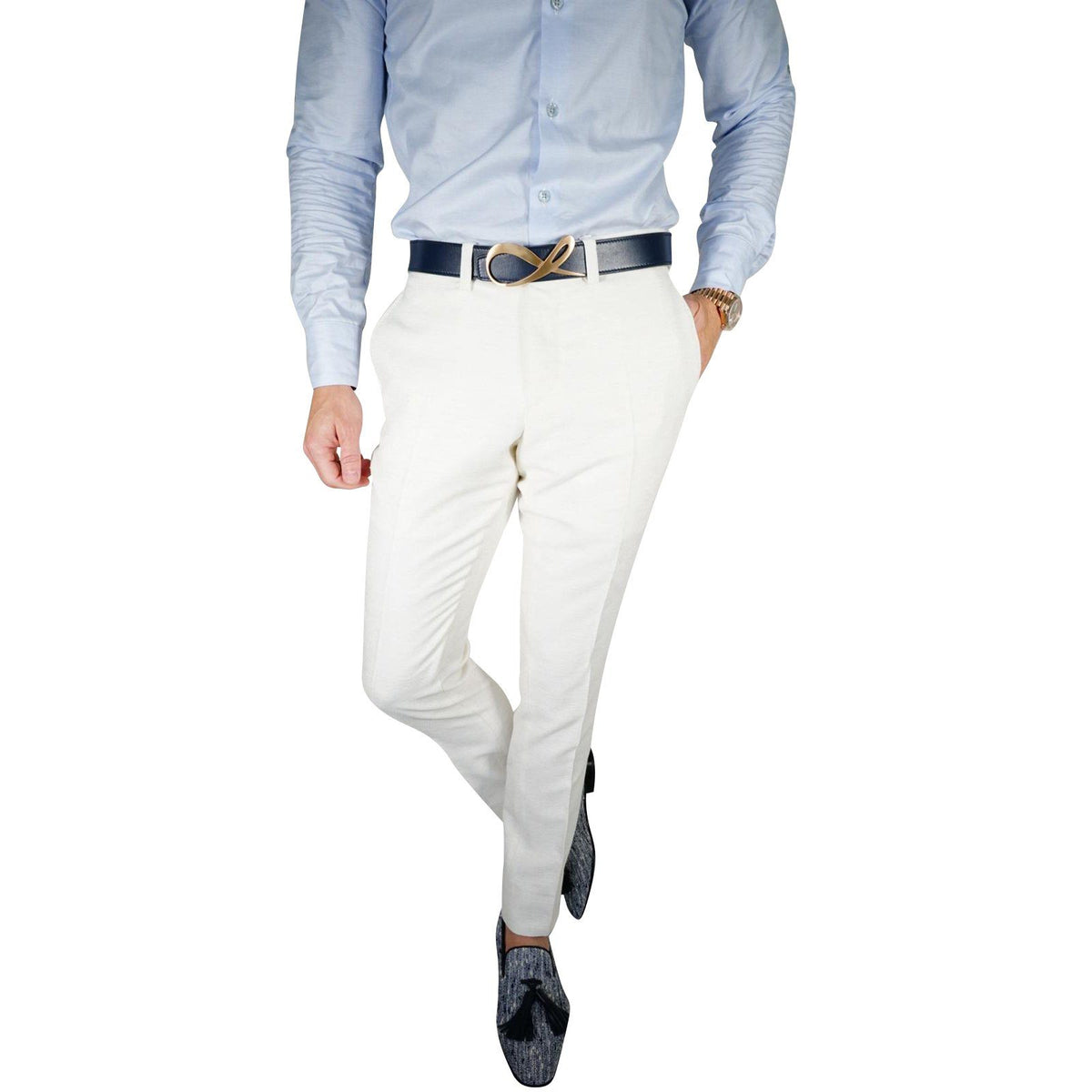 Latte Lino Tweed Trousers @ The Vault