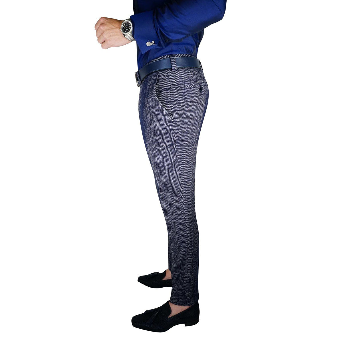 Blu Chevron Trousers-4