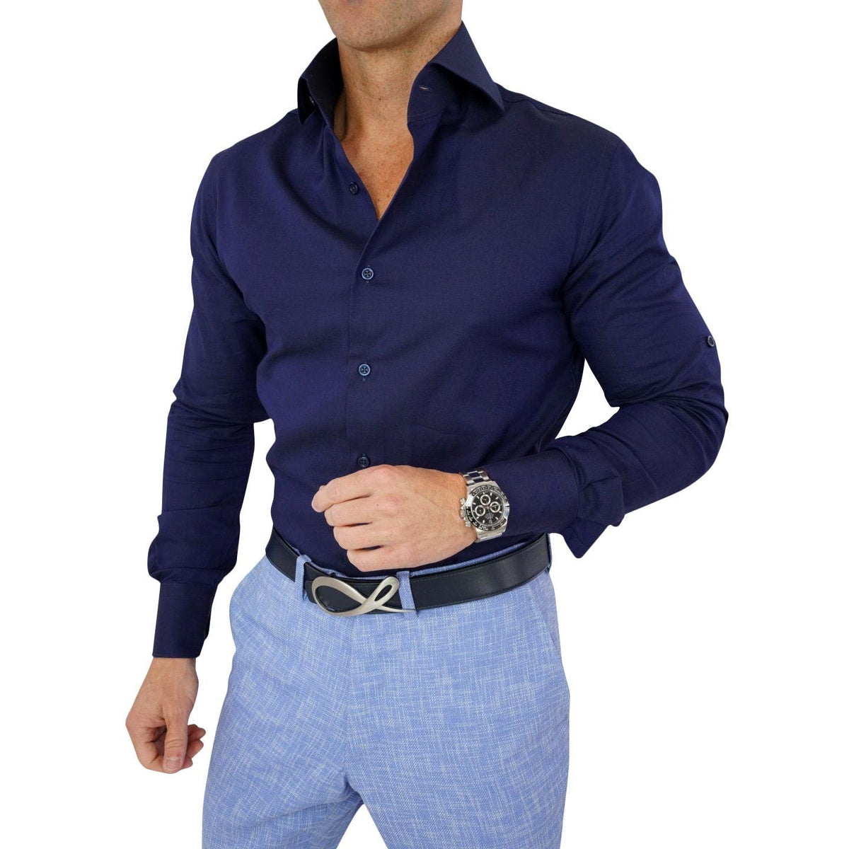 Blu Birdseye Dress Shirt @ The Vault-2
