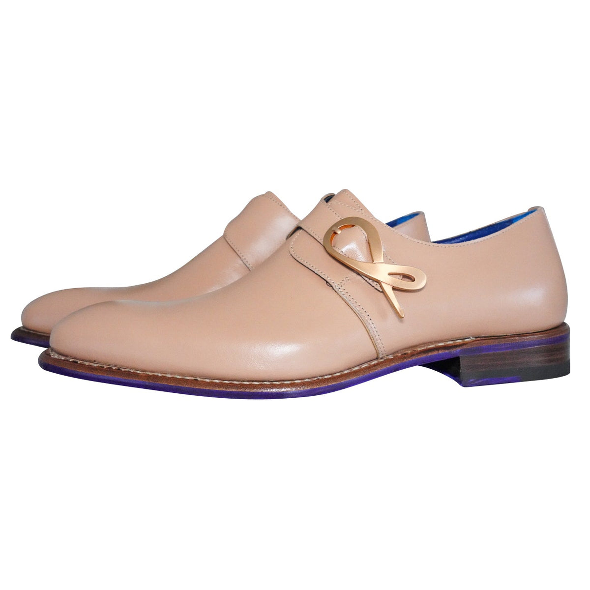Latte With Yellow Gold Hardware Monk Strap-3