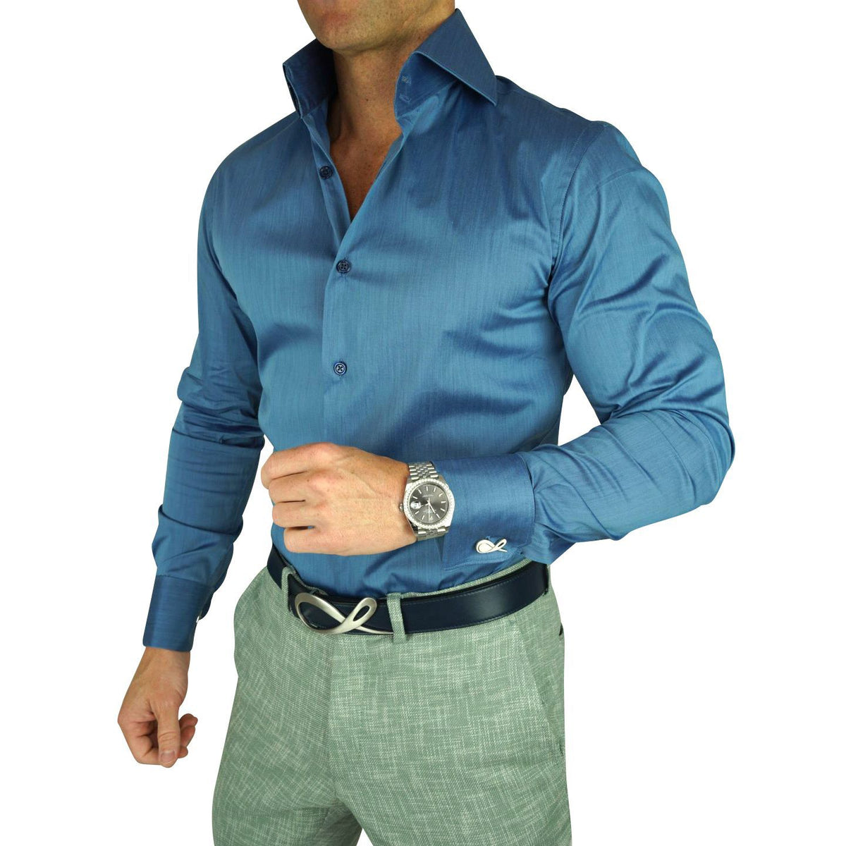 Brushed Steel Blue Dress Shirt @ The Vault